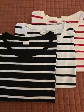 Striped Short Sleeve Tees - Black/White, White/Black, White/Red